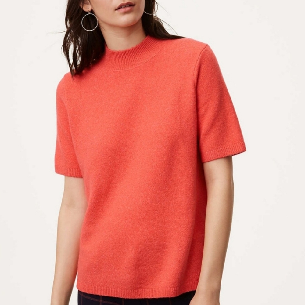Loft Coral Mock Neck Sweater EUC, XSP
